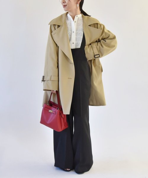 quaranciel:〈洗濯機可能〉バック フレア ミディ トレンチ コート quaranciel トレンチ コート 品番：614 ONE