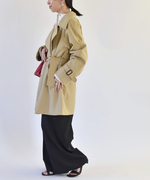 quaranciel:〈洗濯機可能〉バック フレア ミディ トレンチ コート quaranciel トレンチ コート 品番：614 ONE