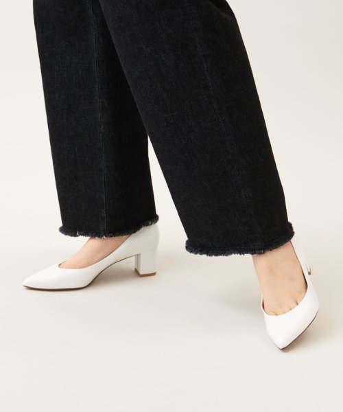 ポインテッドブロックヒール パンプス55↓↑ あらかじめご了承ください