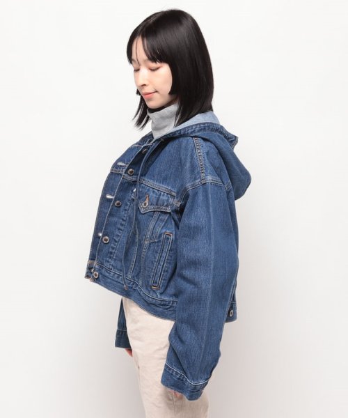 LEVI’S OUTLET(リーバイスアウトレット)/SILVERTAB（TM） フーデッド トラッカージャケット ミディアムインディゴ STONEWASH/img01