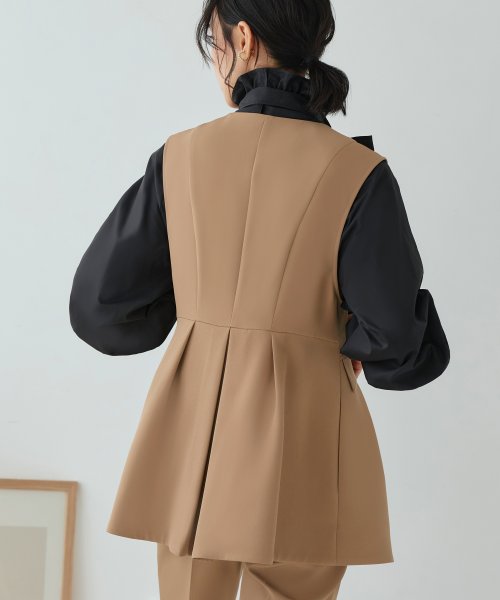 パールボタンジレ＆スリムストレートパンツ(SU1341) パンツ SU1341 ジレ ITEMブラウス パールボタンジレ＆スリムストレートパンツ ブラック ジ　レ 7号 9号 11号 13号 15号 I1386939737(10596円)