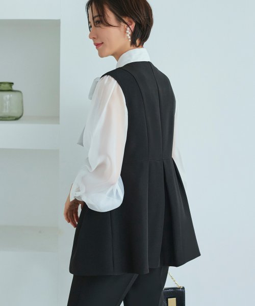 パールボタンジレ＆スリムストレートパンツ(SU1341) パンツ SU1341 ジレ ITEMブラウス パールボタンジレ＆スリムストレートパンツ ブラック ジ　レ 7号 9号 11号 13号 15号 I1386939737(10596円)