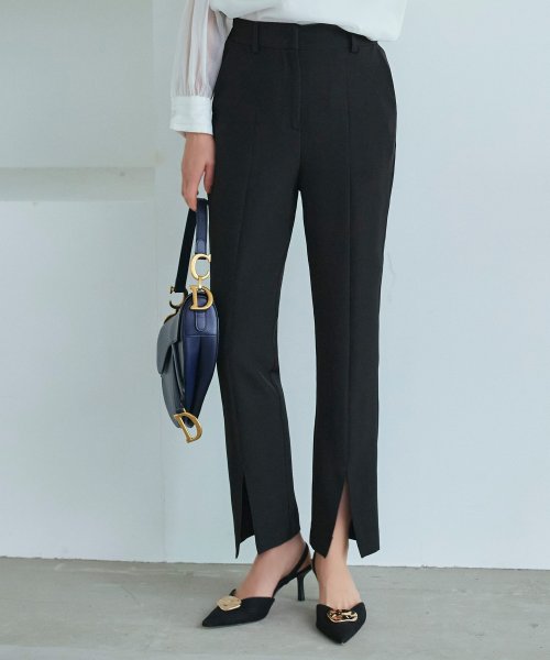 パールボタンジレ＆スリムストレートパンツ(SU1341) パンツ SU1341 ジレ ITEMブラウス パールボタンジレ＆スリムストレートパンツ ブラック ジ　レ 7号 9号 11号 13号 15号 I1386939737(10596円)