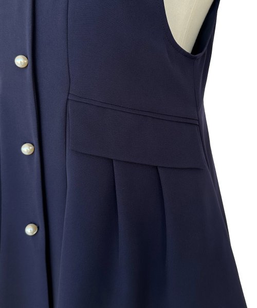 パールボタンジレ＆スリムストレートパンツ(SU1341) パンツ SU1341 ジレ ITEMブラウス パールボタンジレ＆スリムストレートパンツ ブラック ジ　レ 7号 9号 11号 13号 15号 I1386939737(10596円)