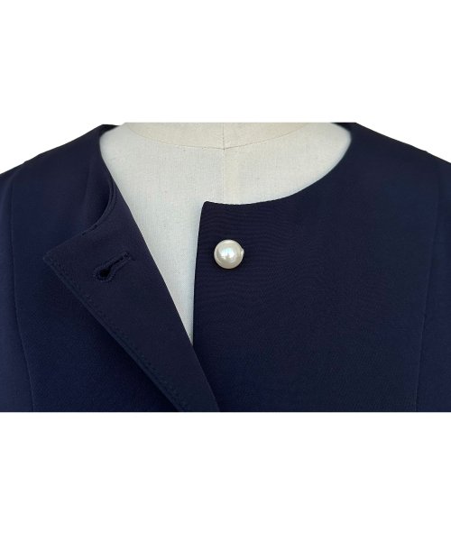 パールボタンジレ＆スリムストレートパンツ(SU1341) パンツ SU1341 ジレ ITEMブラウス パールボタンジレ＆スリムストレートパンツ ブラック ジ　レ 7号 9号 11号 13号 15号 I1386939737(10596円)