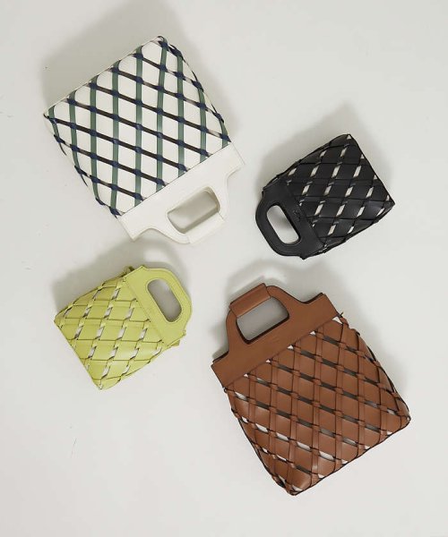 Tisser mini/レザーメッシュショルダーバッグ 