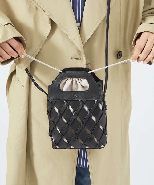 Tisser mini/レザーメッシュショルダーバッグ 