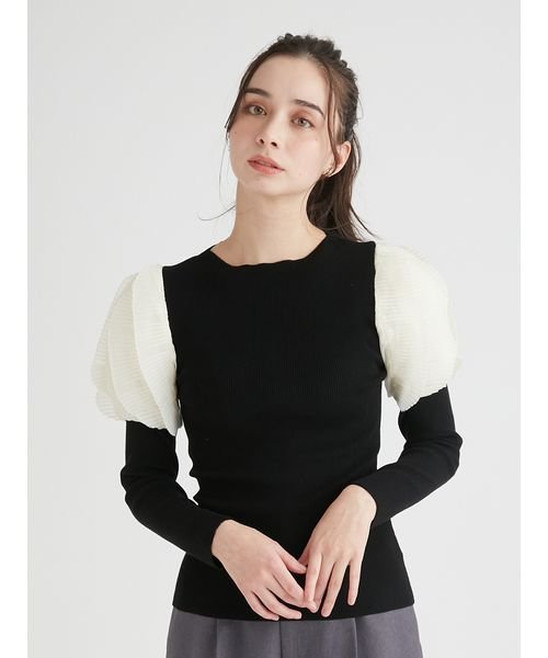 【HANAE MORI×CELFORDコラボ】プリーツスリーブニットプルオーバー 予めご了承ください