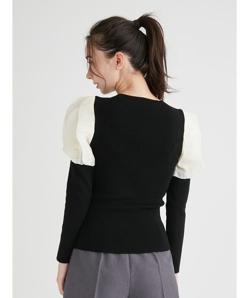 【HANAE MORI×CELFORDコラボ】プリーツスリーブニットプルオーバー 予めご了承ください