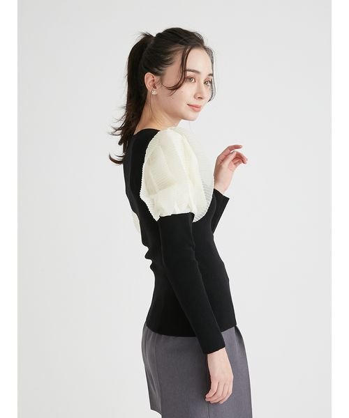 【HANAE MORI×CELFORDコラボ】プリーツスリーブニットプルオーバー 予めご了承ください