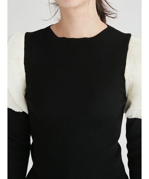 【HANAE MORI×CELFORDコラボ】プリーツスリーブニットプルオーバー 予めご了承ください