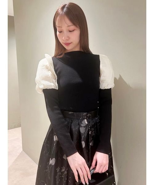 【HANAE MORI×CELFORDコラボ】プリーツスリーブニットプルオーバー 予めご了承ください