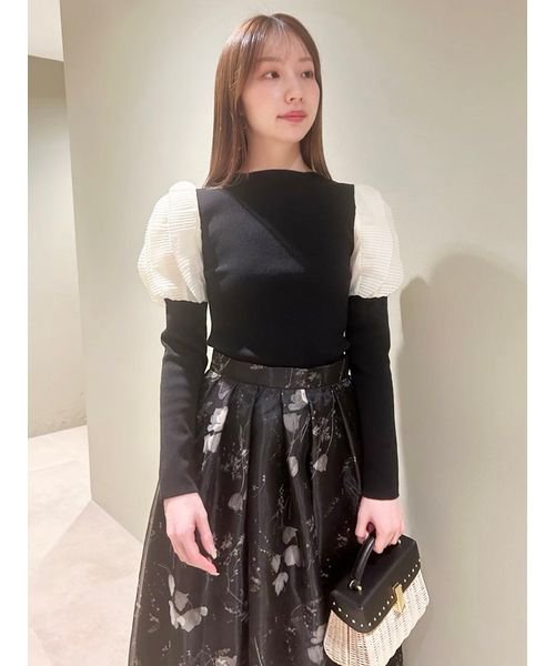 【HANAE MORI×CELFORDコラボ】プリーツスリーブニットプルオーバー 予めご了承ください