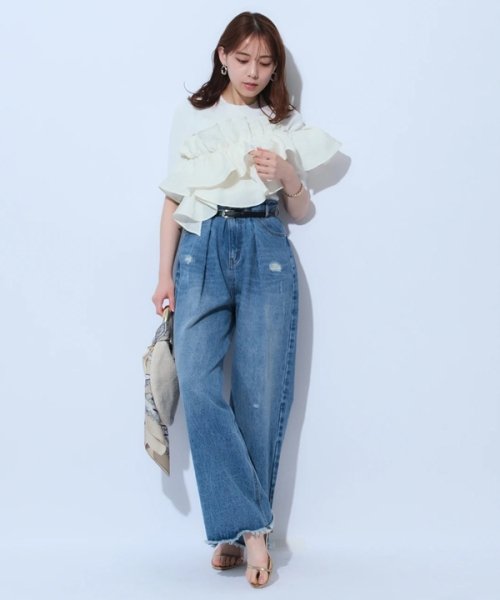ハイウエストタックデニム 予めご了承ください