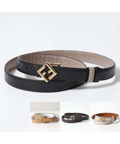 FENDI FFロゴバックルベルト / ブラック レッド 80サイズ フェンディ 