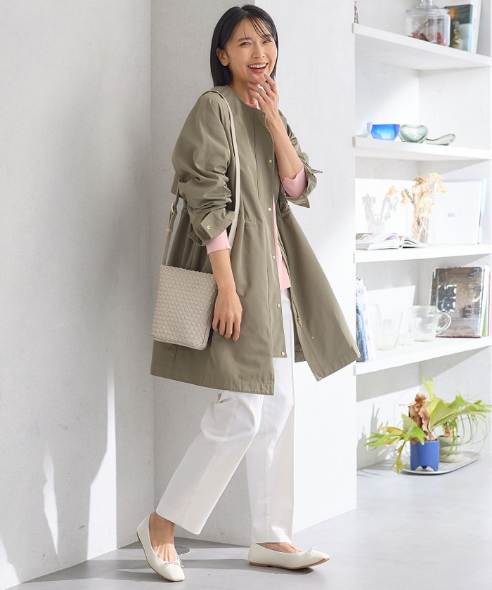 値下げ23区今季新品ノーカラーコート 「撥水加工」ライトツイル 新品未使用 23区（ニジュウサンク） ノーカラーコート コート 「撥水加工」ライト