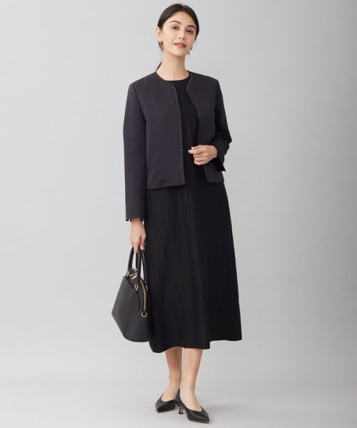 【洗える】グログランノーカラー ジャケット 