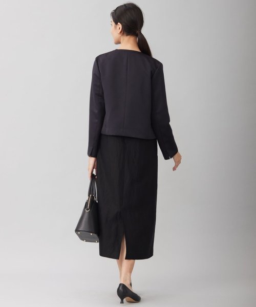 【洗える】グログランノーカラー ジャケット 