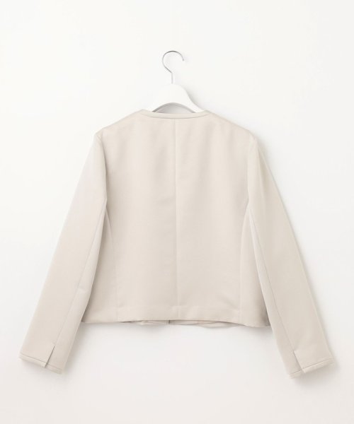 【洗える】グログランノーカラー ジャケット 