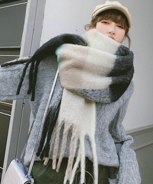 ARGO TOKYO(アルゴトウキョウ)/Big Fringe Check Muffler  26004 ビッグフリンジチェックマフラー　チェックマフラー　大判マフラー/img30