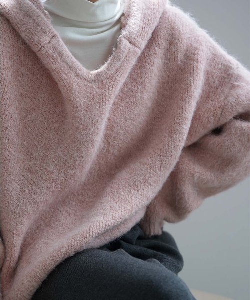 ARGO TOKYO(アルゴトウキョウ)/Wool Blend Hoodie Knit Pullover 25071 フードニットプルオーバー　ニットプルオーバー　フード付き　フーデイニット　セーター　/img14