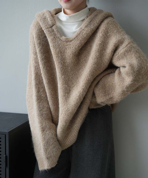 ARGO TOKYO(アルゴトウキョウ)/Wool Blend Hoodie Knit Pullover 25071 フードニットプルオーバー　ニットプルオーバー　フード付き　フーデイニット　セーター　/img19