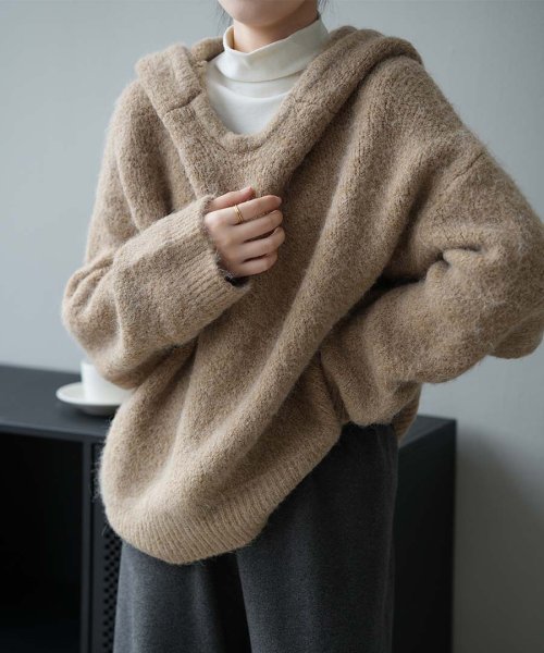 ARGO TOKYO(アルゴトウキョウ)/Wool Blend Hoodie Knit Pullover 25071 フードニットプルオーバー　ニットプルオーバー　フード付き　フーデイニット　セーター　/img21