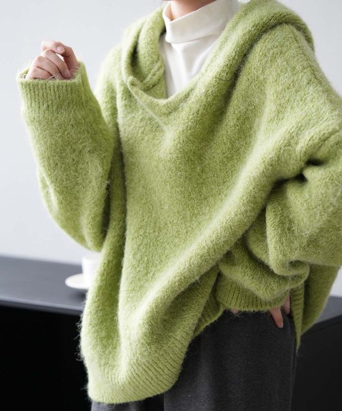 ARGO TOKYO(アルゴトウキョウ)/Wool Blend Hoodie Knit Pullover 25071 フードニットプルオーバー　ニットプルオーバー　フード付き　フーデイニット　セーター　/img24