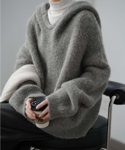 ARGO TOKYO(アルゴトウキョウ)/Wool Blend Hoodie Knit Pullover 25071 フードニットプルオーバー　ニットプルオーバー　フード付き　フーデイニット　セーター　/img32