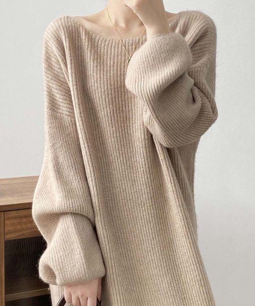 ARGO TOKYO(アルゴトウキョウ)/Boat－neck Loose Knit Onepiece 29093　ボートネックルーズニットワンピース　ボートネックワンピース　ルーズニットワンピース　ニッ/img02