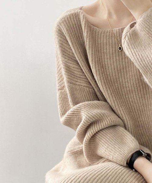 ARGO TOKYO(アルゴトウキョウ)/Boat－neck Loose Knit Onepiece 29093　ボートネックルーズニットワンピース　ボートネックワンピース　ルーズニットワンピース　ニッ/img06