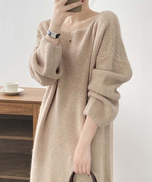 ARGO TOKYO(アルゴトウキョウ)/Boat－neck Loose Knit Onepiece 29093　ボートネックルーズニットワンピース　ボートネックワンピース　ルーズニットワンピース　ニッ/img08