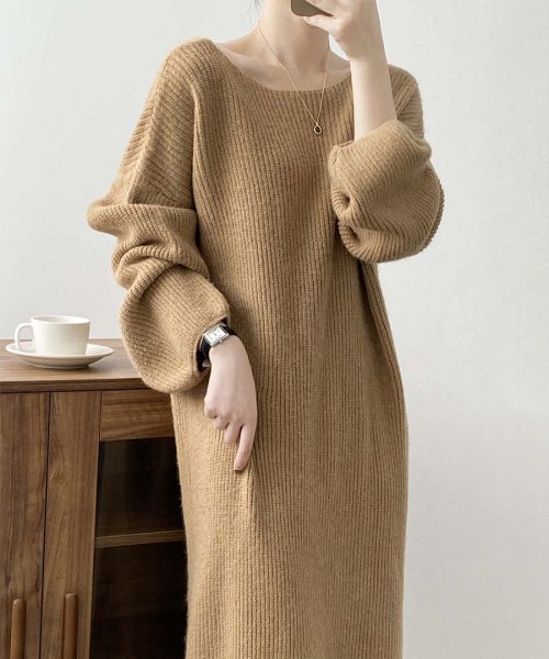 ARGO TOKYO(アルゴトウキョウ)/Boat－neck Loose Knit Onepiece 29093　ボートネックルーズニットワンピース　ボートネックワンピース　ルーズニットワンピース　ニッ/img09