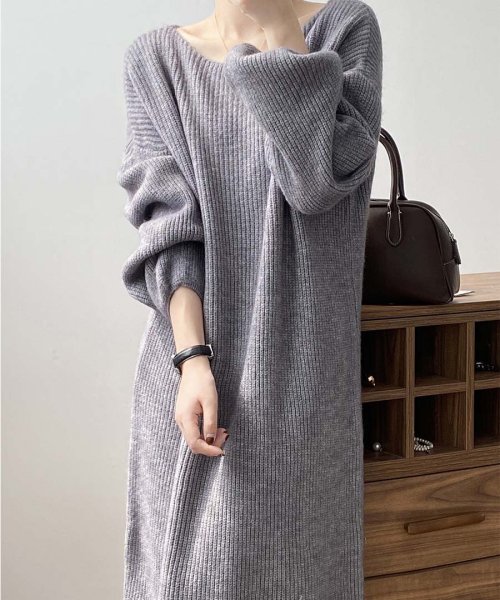 ARGO TOKYO(アルゴトウキョウ)/Boat－neck Loose Knit Onepiece 29093　ボートネックルーズニットワンピース　ボートネックワンピース　ルーズニットワンピース　ニッ/img18