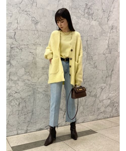 シェルボタンモヘヤシャギーカーデ 予めご了承ください