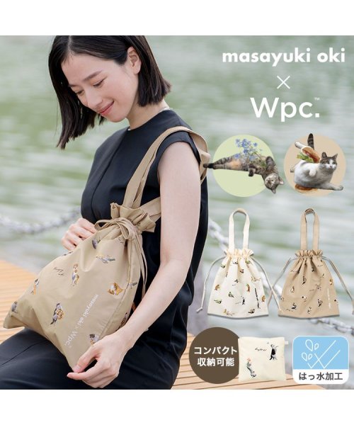 Wpc．(Wpc．)/【Wpc.公式】沖昌之×Wpc. トートバッグ 猫 ねこ 撥水 巾着バッグ サブバッグ コンパクト収納 おしゃれ 可愛い 女性 通勤 通学/img01