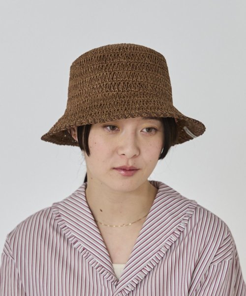 OVERRIDE(OVERRIDE)/OVERRIDE PAPER CROCHET ST BUCKET HAT/img06