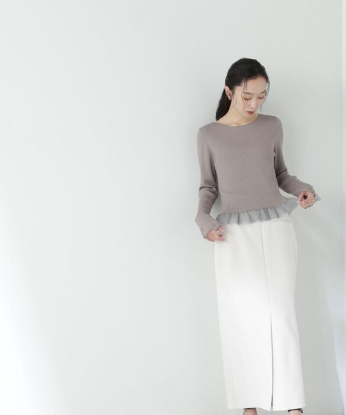 NATURAL BEAUTY BASIC(ナチュラルビューティーベーシック)/シアーフリルリブニット　24SS/img21