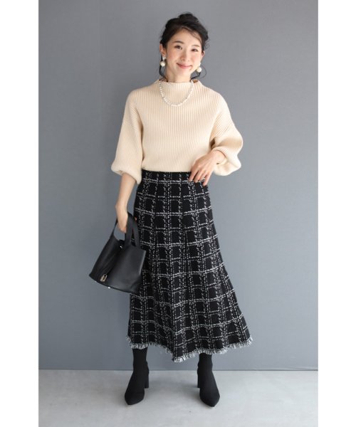 CAWAII(カワイイ)/裾フリンジが可愛いツイード風ニットミディアムスカート/img14