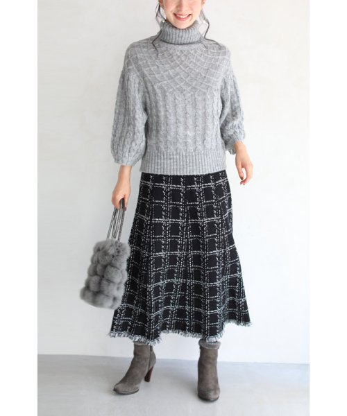 CAWAII(カワイイ)/裾フリンジが可愛いツイード風ニットミディアムスカート/img26