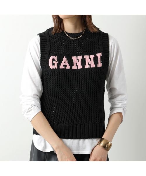 GANNI(ガニー)/GANNI ニットベスト Cotton Rope Vest ロゴ クルーネック/img03