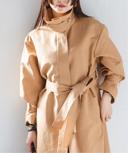 ライトフルクロススタンドカラーロングコート 