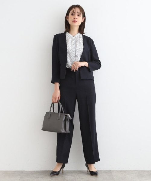 セール】【洗える／UVケア／接触冷感／SETUP可能】麻調ノーカラー  