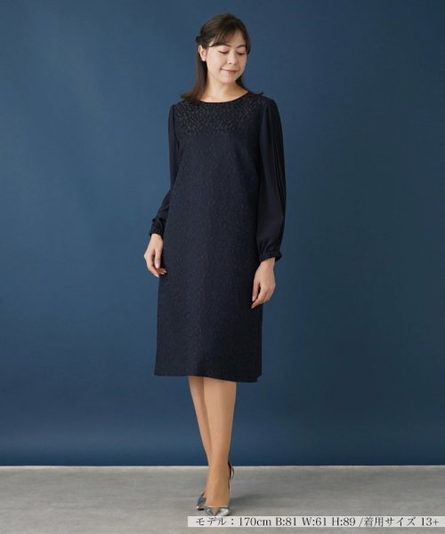 【セレモニー】レース切替サックワンピース【プラス企画】 