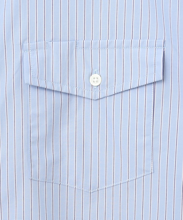 ポプリンマルチストライプ バンドカラーシャツ(505862259)｜HANKYU