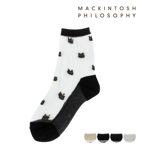 MACKINTOSH PHILOSOPHY(マッキントッシュフィロソフィー)/福助 公式 ソックス クルー丈 レディース MACKINTOSH PHILOSOPHY(マッキントッシュ フィロソフィー) ネコ柄 レディース 婦人 女性 fu/img01