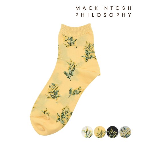 MACKINTOSH PHILOSOPHY(マッキントッシュフィロソフィー)/福助 公式 ソックス クルー丈 レディース MACKINTOSH PHILOSOPHY(マッキントッシュ フィロソフィー) ミモザ柄 レディース 婦人 女性 f/img01