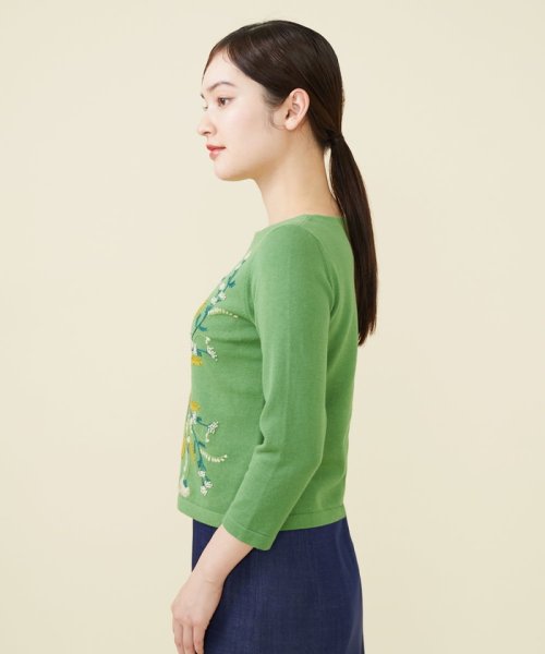 スプリングフラワー刺繍コットンプルオーバー 