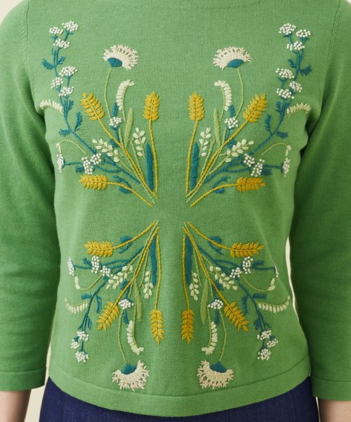 スプリングフラワー刺繍コットンプルオーバー 