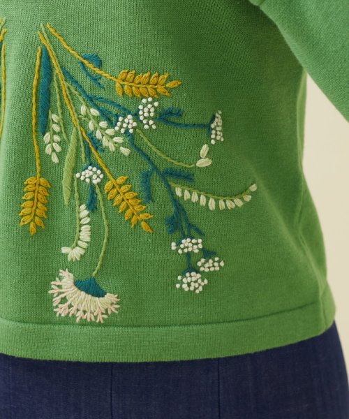 スプリングフラワー刺繍コットンプルオーバー 